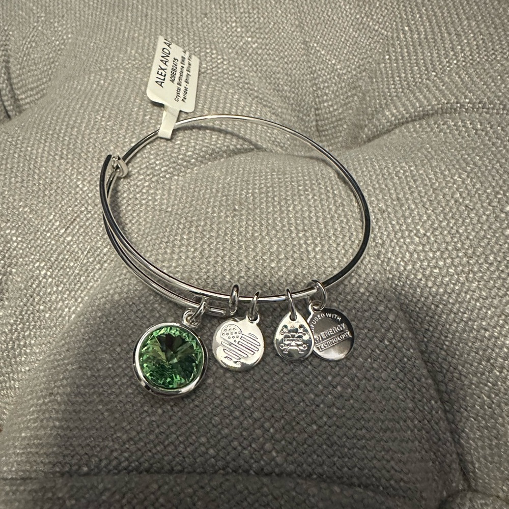 Alex and Ani Silver August Birthstone Charm Bracelet